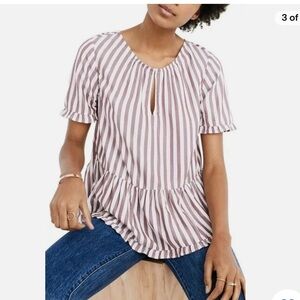 Madewell cropped peplum ruffle trim top